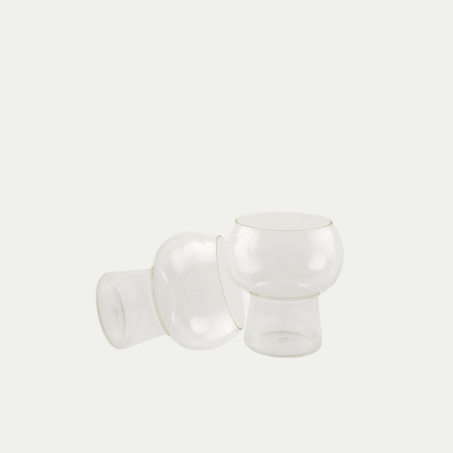 Coco and Henry clear Marnie wine glasses stemless side by side, made from borosilicate glass