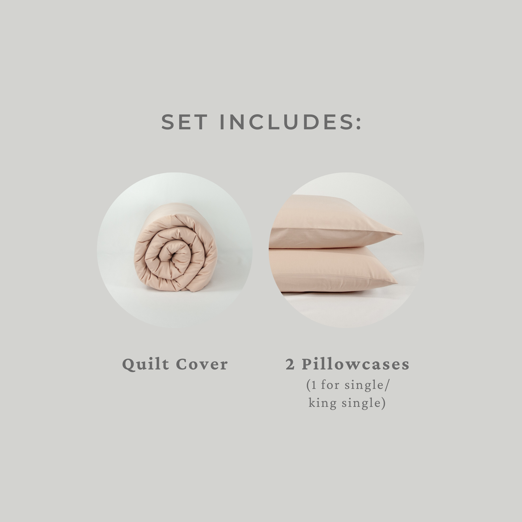 Set includes: Quilt cover and two pillowcases (1 for single or king single)