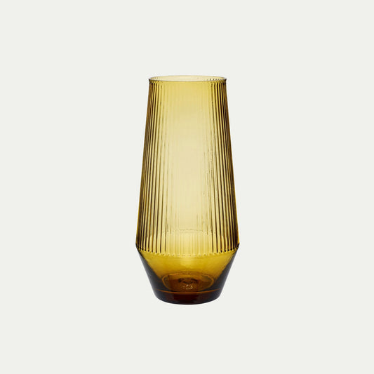 Hubsch Interior Nordic designer conical vase in gold glass on white background