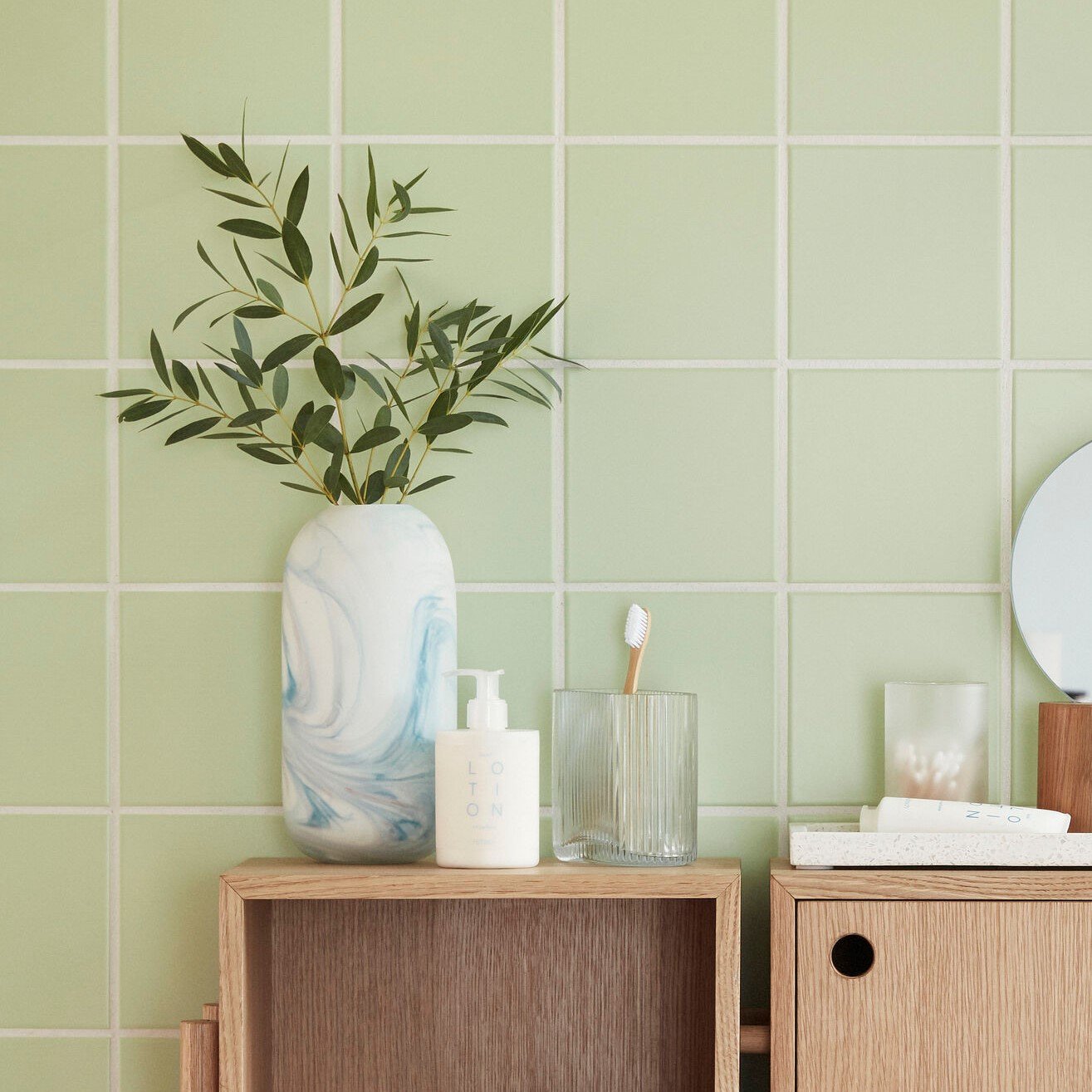 Hubsch Interior | Ripple Vase in Green Smoke | Coco & Henry